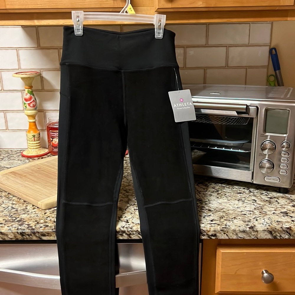 Athleta High Rise Gleam Suede Leggings in small